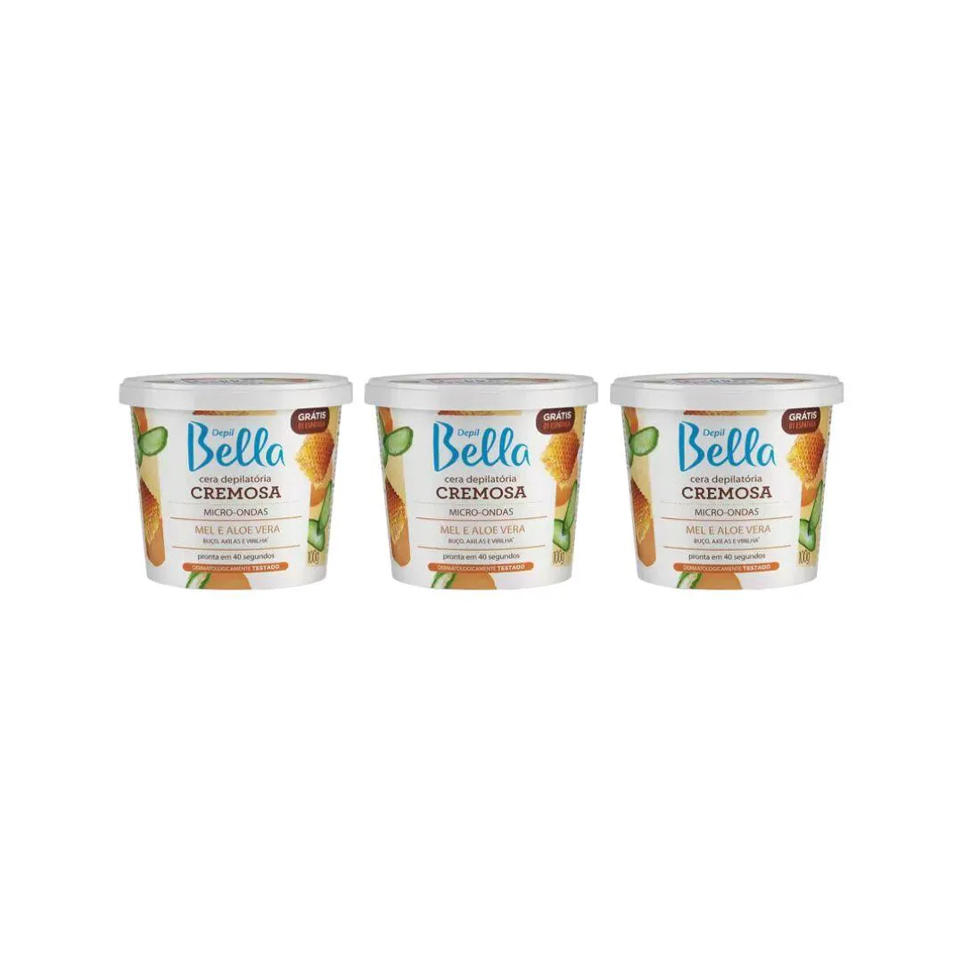 Depilatorio Depil Bella Cera 100g Microondas Mel - Kit C/3un