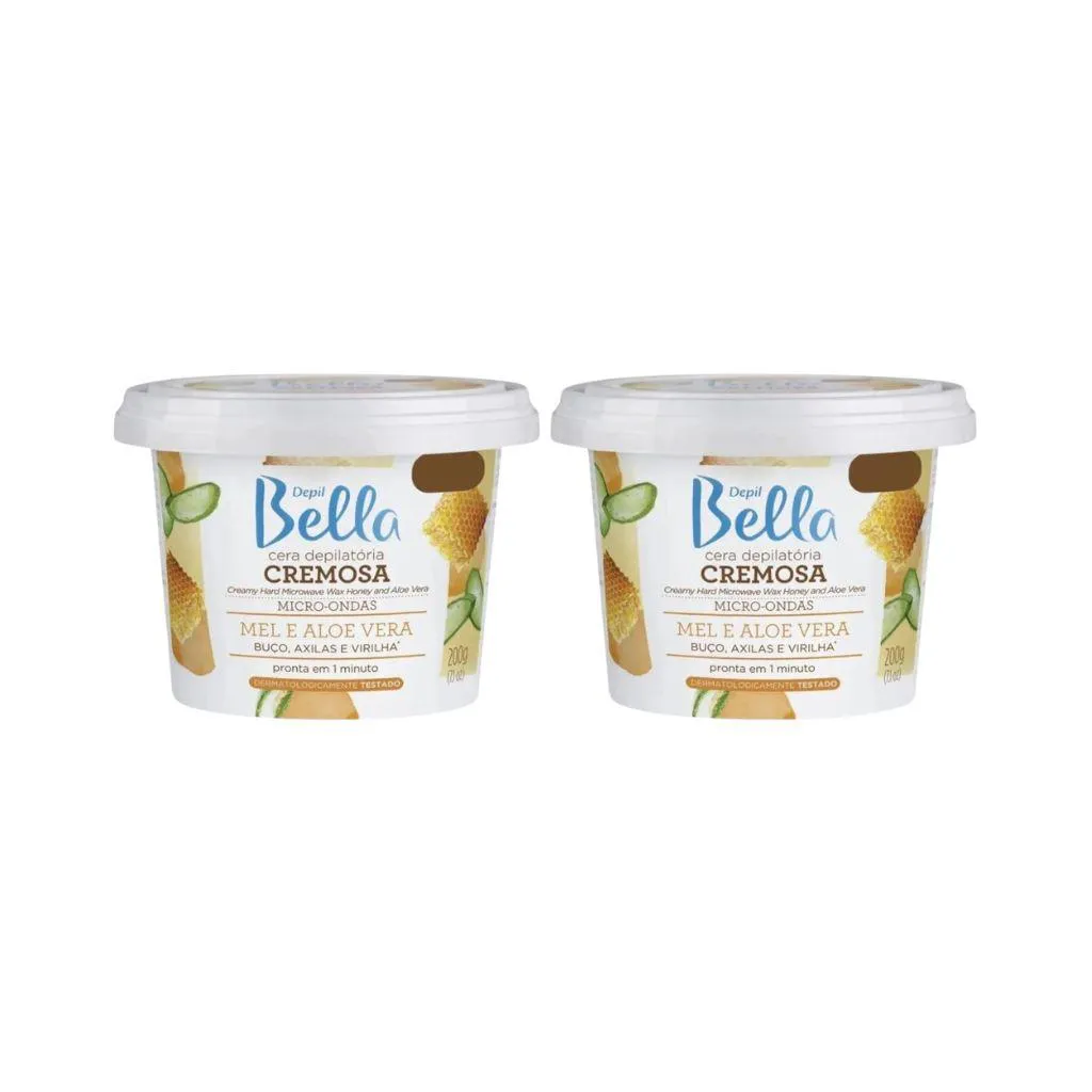 Cera Microondas Mel e Aloe Vera Depil Bella 200g - Kit C/2un