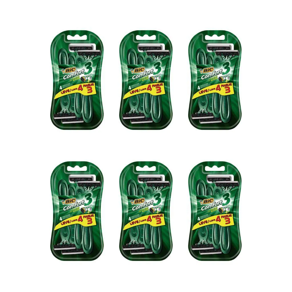 Aparelho de Barbear Bic Comfort 3 L4P3 Pele Sensivel-Kit 6un