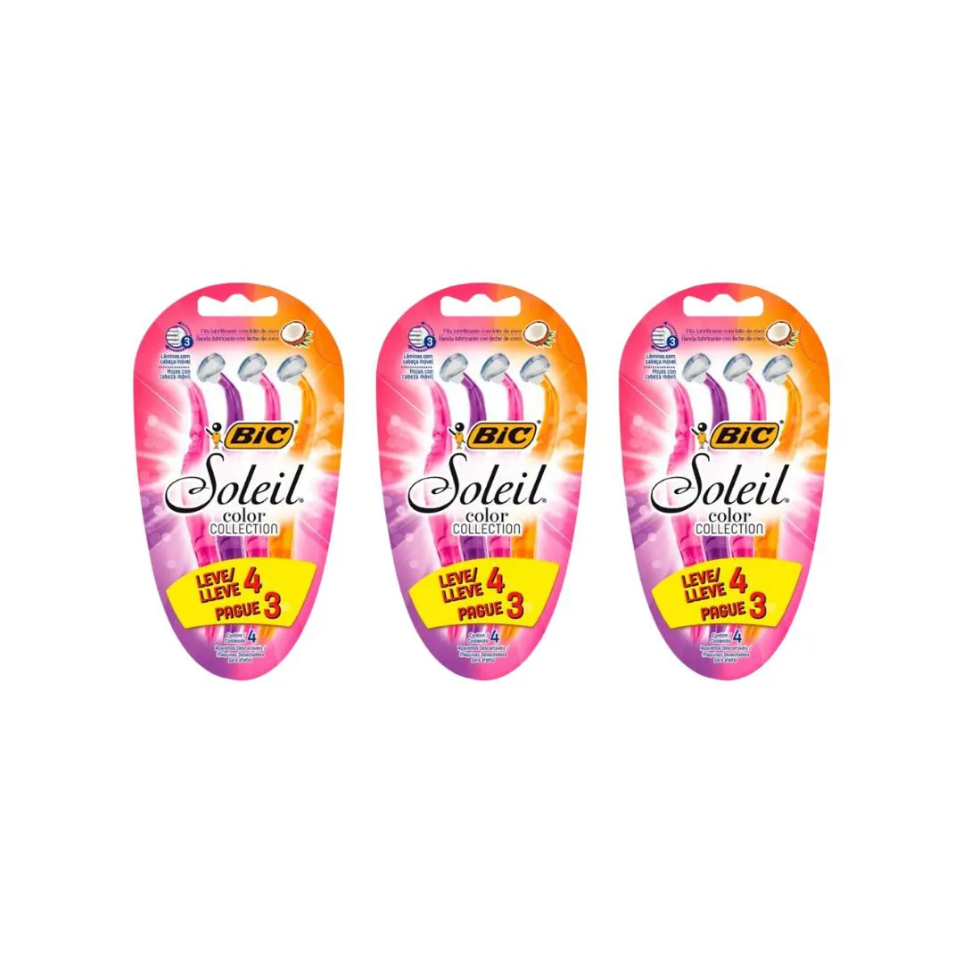 Aparelho de Barbear Bic Soleil Com 4 - Kit C/3un