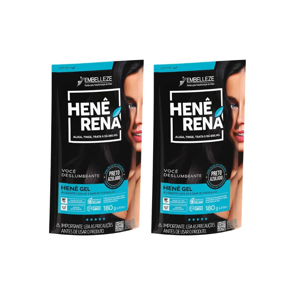 Hene Rena 180g Preto Azulado - Kit C/ 2un