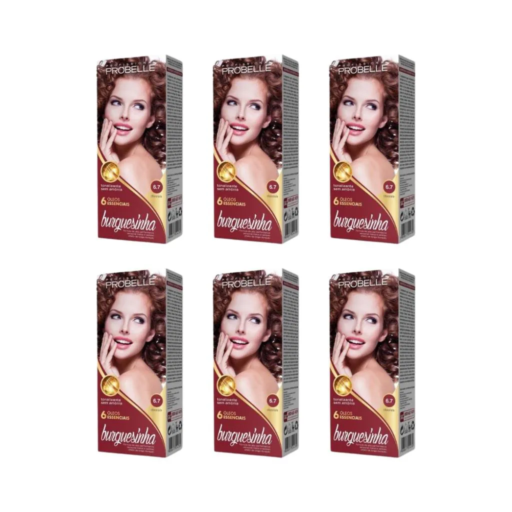 Coloraçao Probelle Burguesinha 6.7 chocolate - Kit C/ 6un