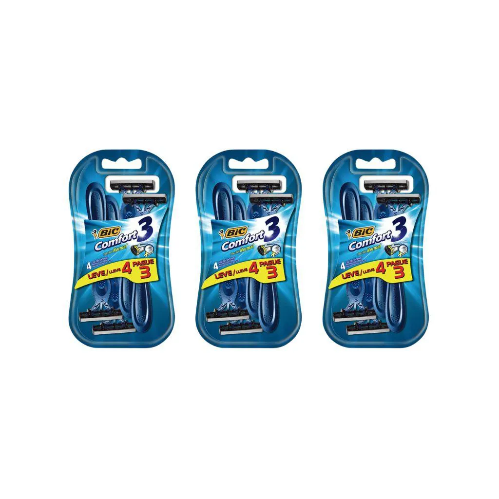 Aparelho de Barbear Bic Comfort 3 L4P3 Pele Normal - Kit 3un