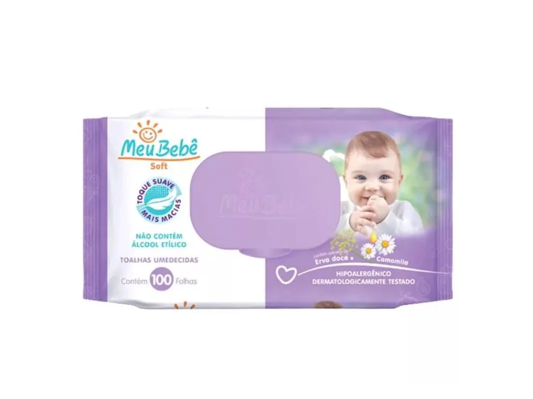 Toalha E Lenço Umedecido Meu Bebê Soft Hipoalergênico 100un
