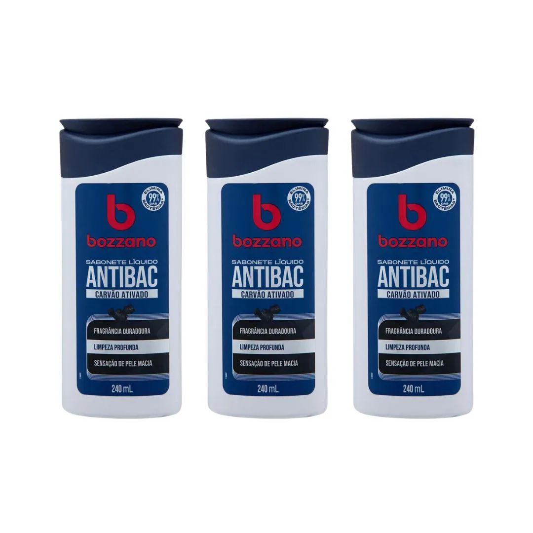 Sabonete Liquido Bozzano Carvao Ativado 240ml - Kit C/ 3un