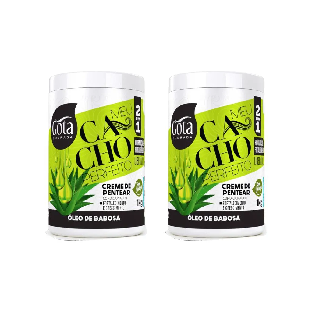 Creme Para Pentear Gota Dourada Oleo Babosa 1000g-Kit C/2un