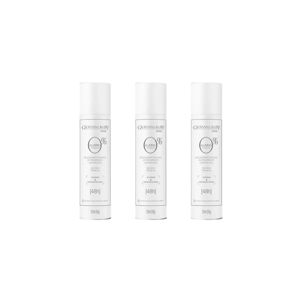 Desodorante Aero Giovanna Baby 150ml 0% Aluminio Neutral-3un