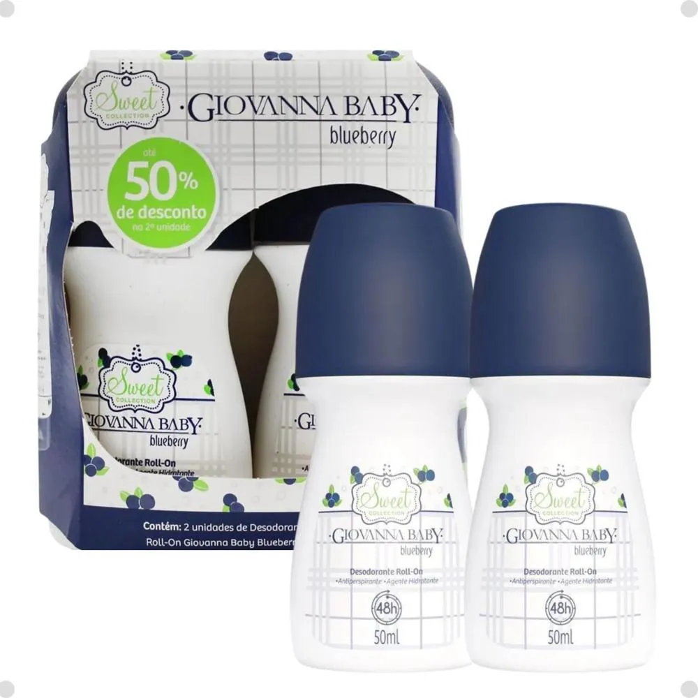 Kit Desodorante Roll-on Giovanna Baby Blueberry com 2
