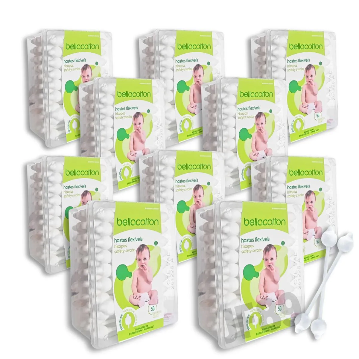 Haste Flexível Cotonete Bebe Bellacotton 10 pac. total 500un