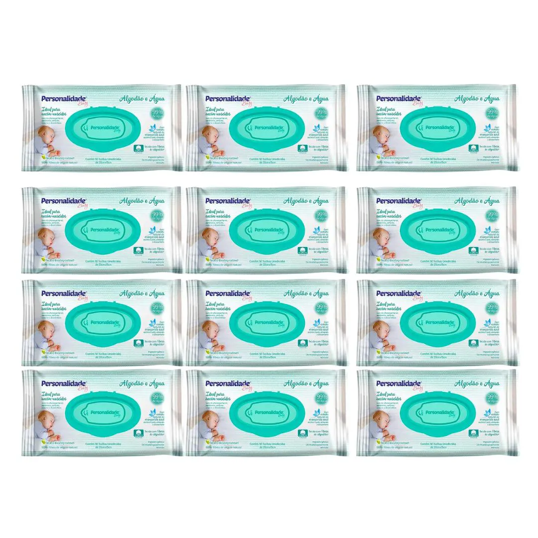 Kit C12 Toalha Umedecida Baby Algodão e Água C50 – Eurofral