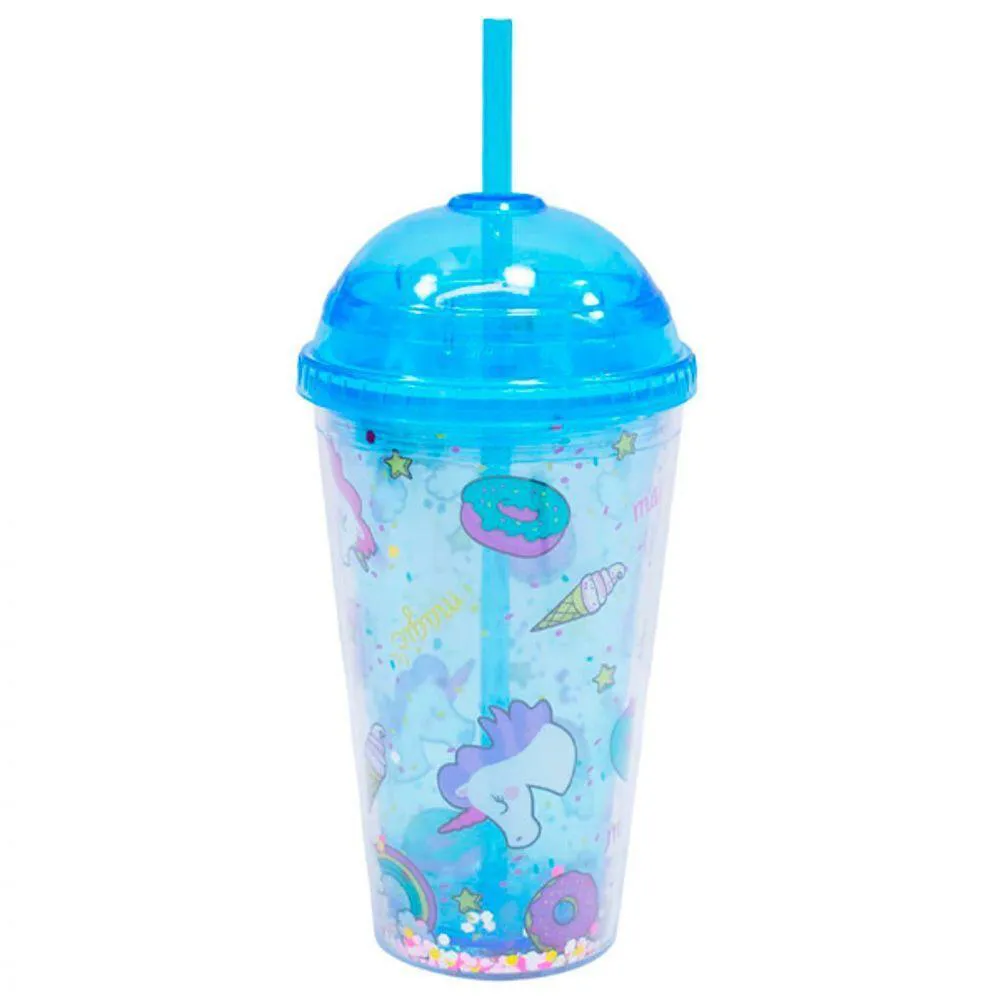 Copo Com Canudo Unicórnio 450ml Tasco Inport