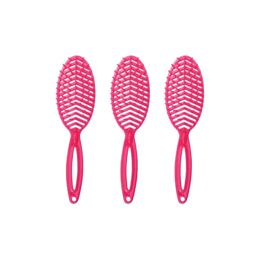 Escova de Cabelo Darma Flex Oval 338 Pink - Kit C/ 3un
