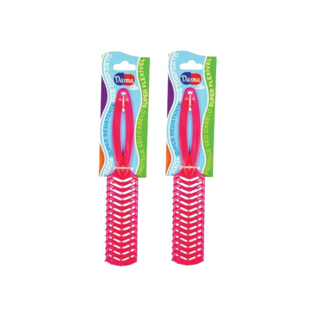 Escova de Cabelo Darma Flex Reta 345 Pink - Kit C/ 2un