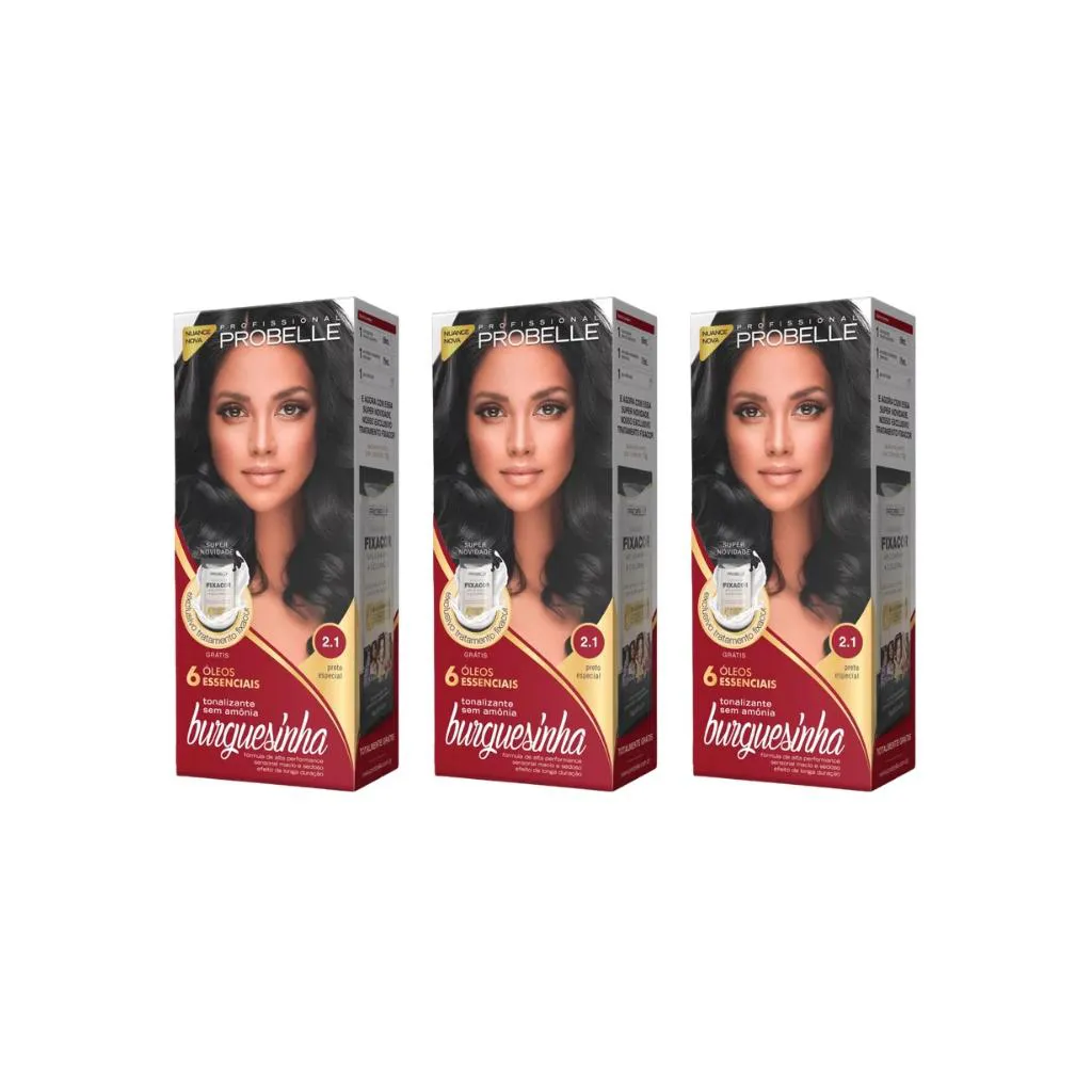 Coloraçao Probelle Burguesinha 2.1 Preto Especial-Kit C/3un