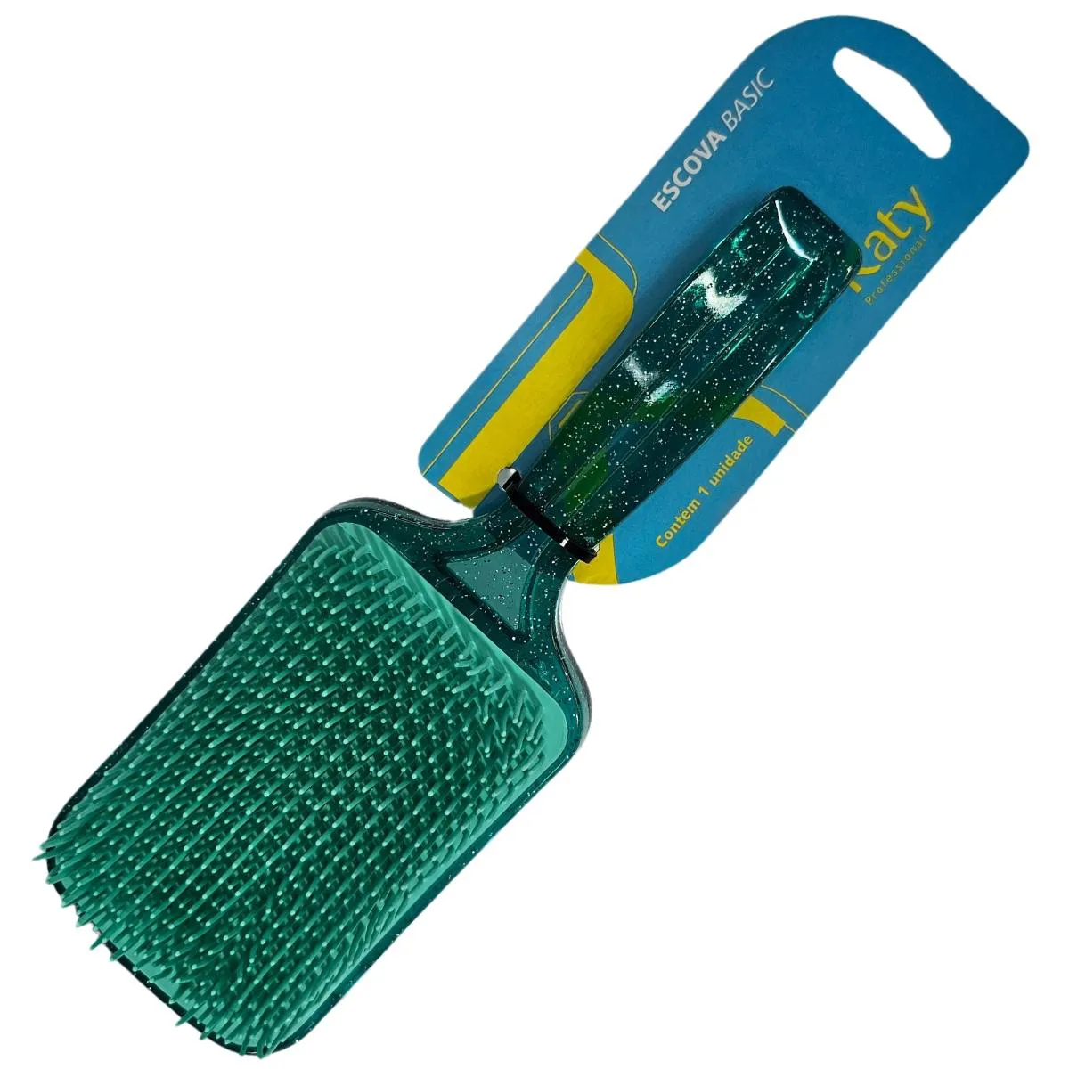 Escova de Cabelo Racket Glitter Verde Katy Ref. 138372