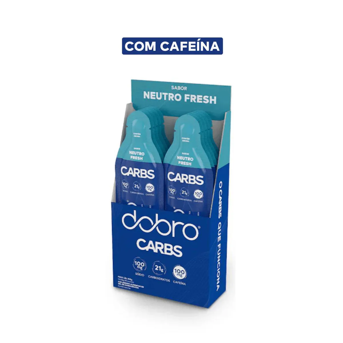 Carbs Gel  Caixa 10 UND 30g Neutro Fresh Com Cafeína Dobro Neutro S Cafeína