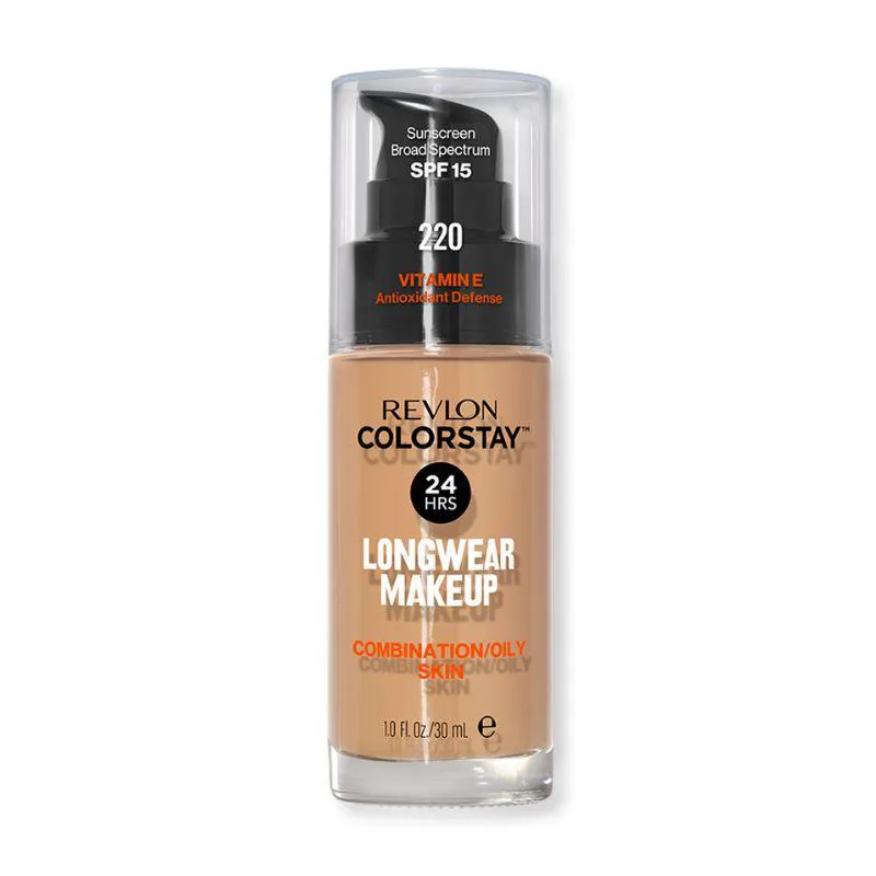 Base Líquida Colorstay 24 Horas Pele Mista à Oleosa FPS15 Natural Beige 220 Revlon 30ml