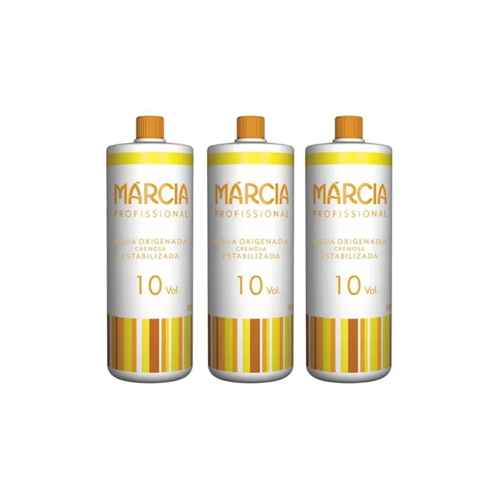 Água Oxigenada Marcia 900ml 10 Volumes Cremosa - Kit C/ 3un