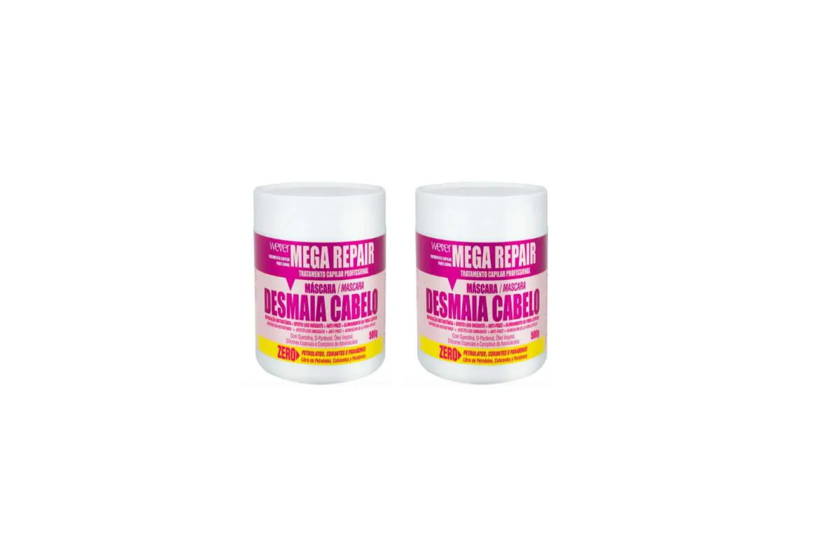 Kit 02 Máscara Mega Repair 500g Desmaia Cabelo - Wever
