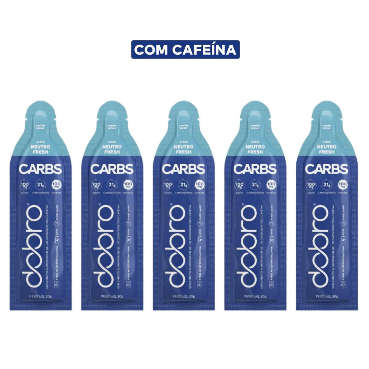 Carbs Gel 5 Sachês 30g Neutro Fresh Com Cafeína Dobro Neutro C Cafeína