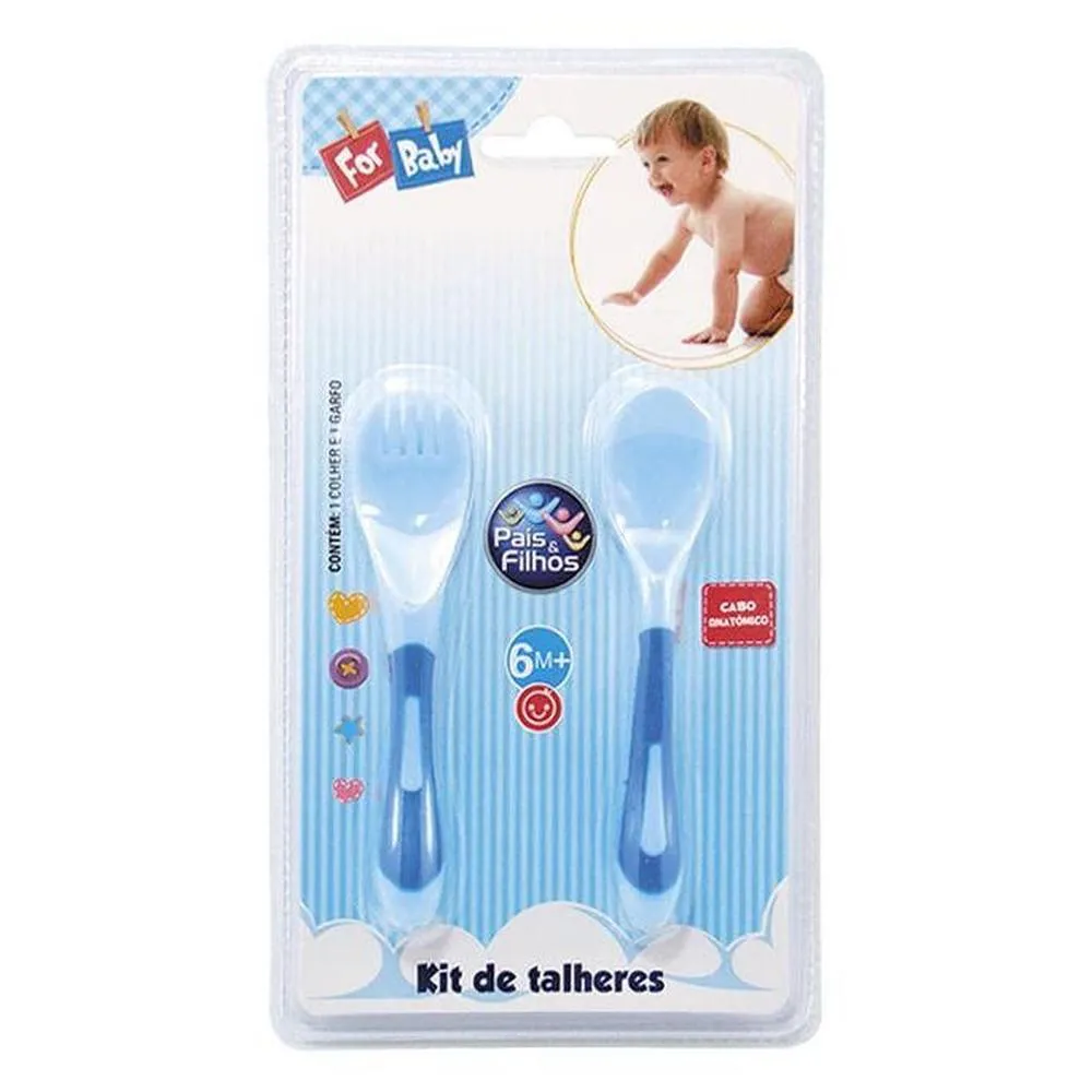 Kit Talheres de Plastico Azul Pais E Filhos