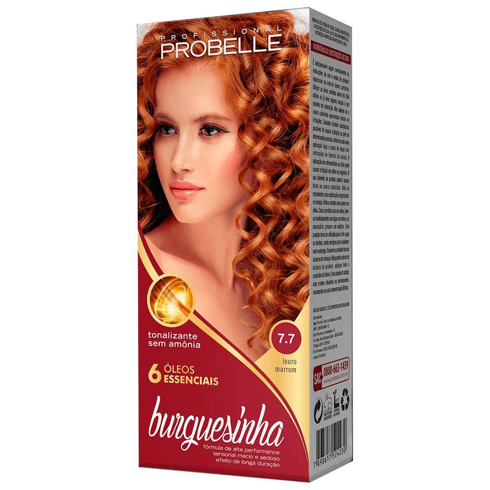 Tintura Probelle Burguesinha 7.7 Louro Marrom