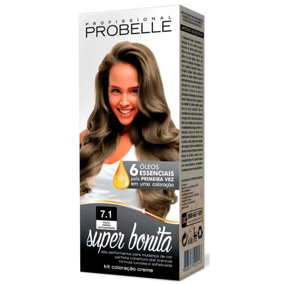 Tintura Probelle Super Bonita 7.1 Louro Medio Acinzentado