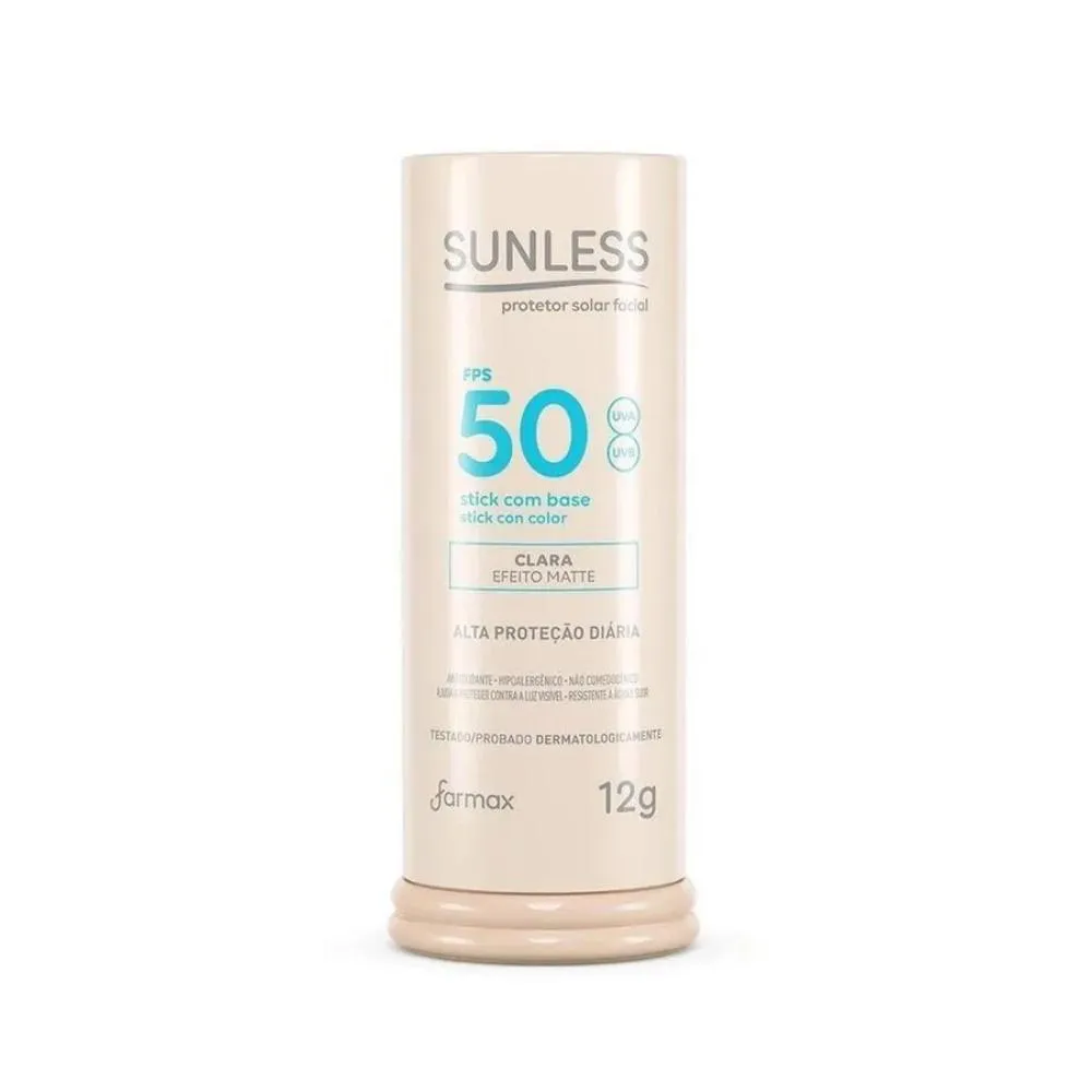 Protetor Solar Facial Stick Sunless Fps50 Clara Matte 12g