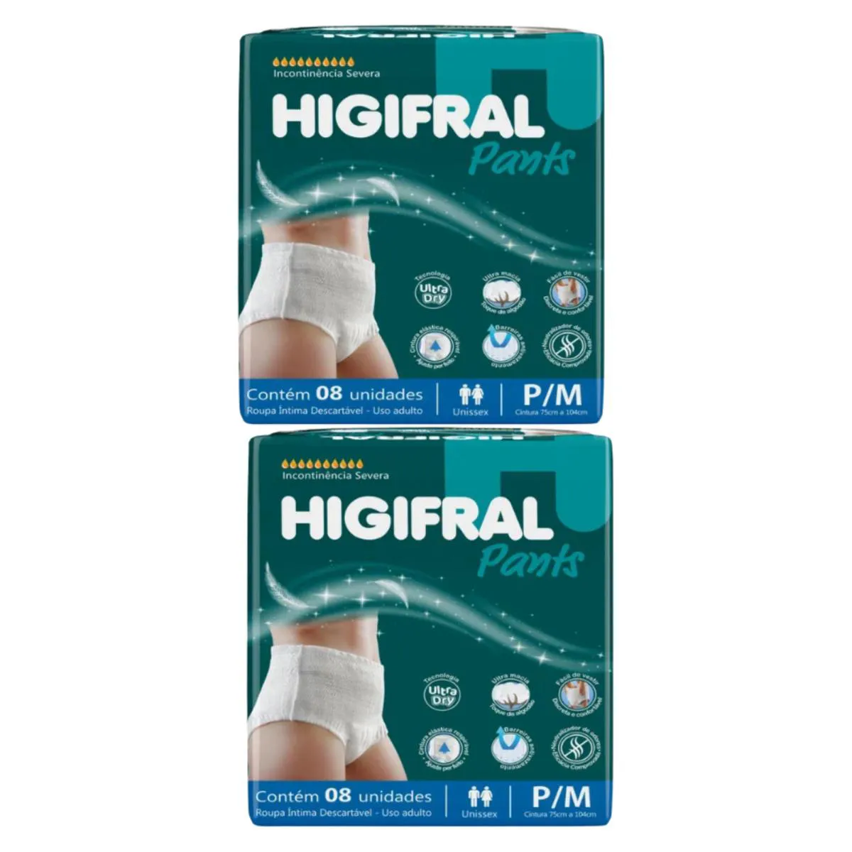 Kit C2 Roupa Íntima Unissex P/m Adulto Pants - Higifral