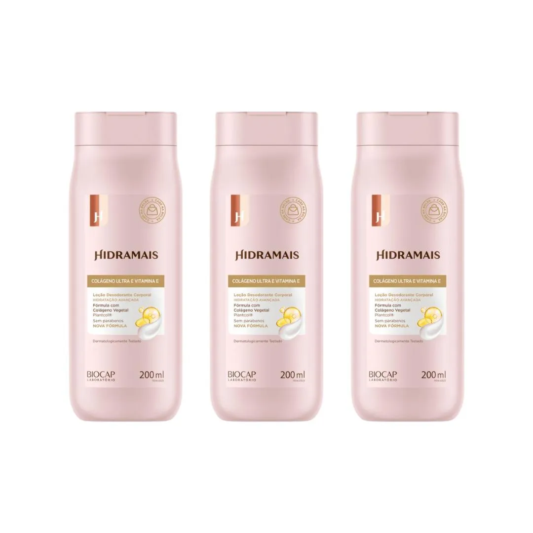 HIDRATANTE CORPORAL HIDRAMAIS 200ML COLAGENO VIT E-KIT C/3UN