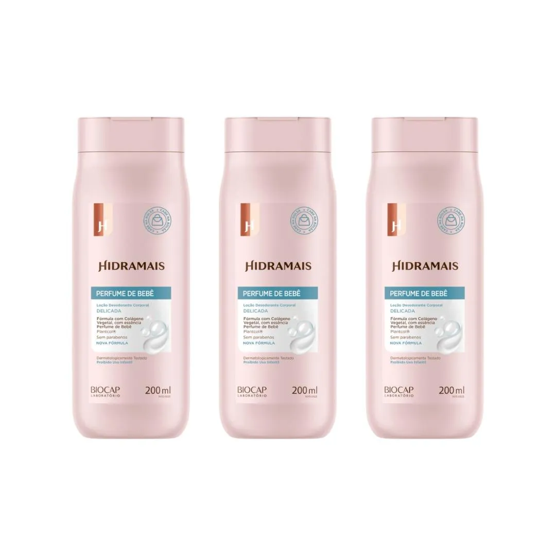 HIDRATANTE CORPORAL HIDRAMAIS 200ML PERFUME BEBE - KIT C/3UN