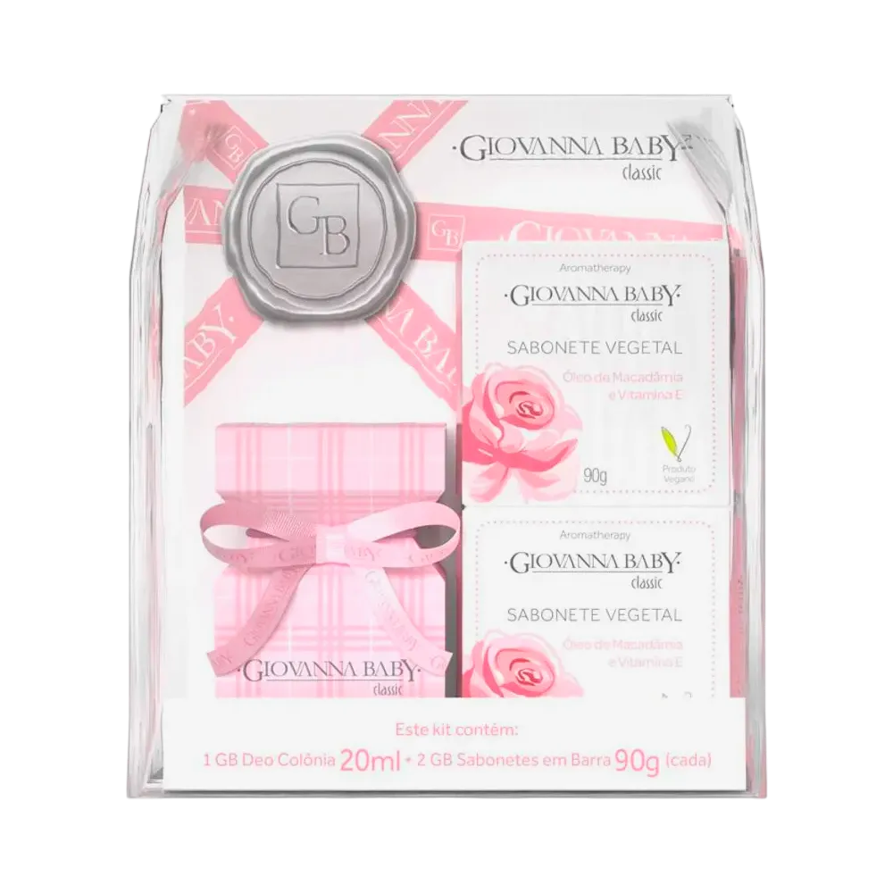 Kit Giovanna Baby Classic Colônia 20ml + 2 Sabonetes Vegetais 90g