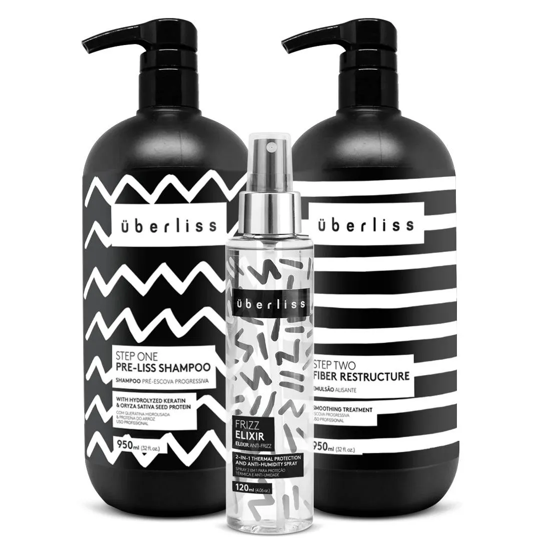 Avlon Kit Escova Progressiva sem Formol Uberliss 2 Passos + Protetor Térmico 120ml