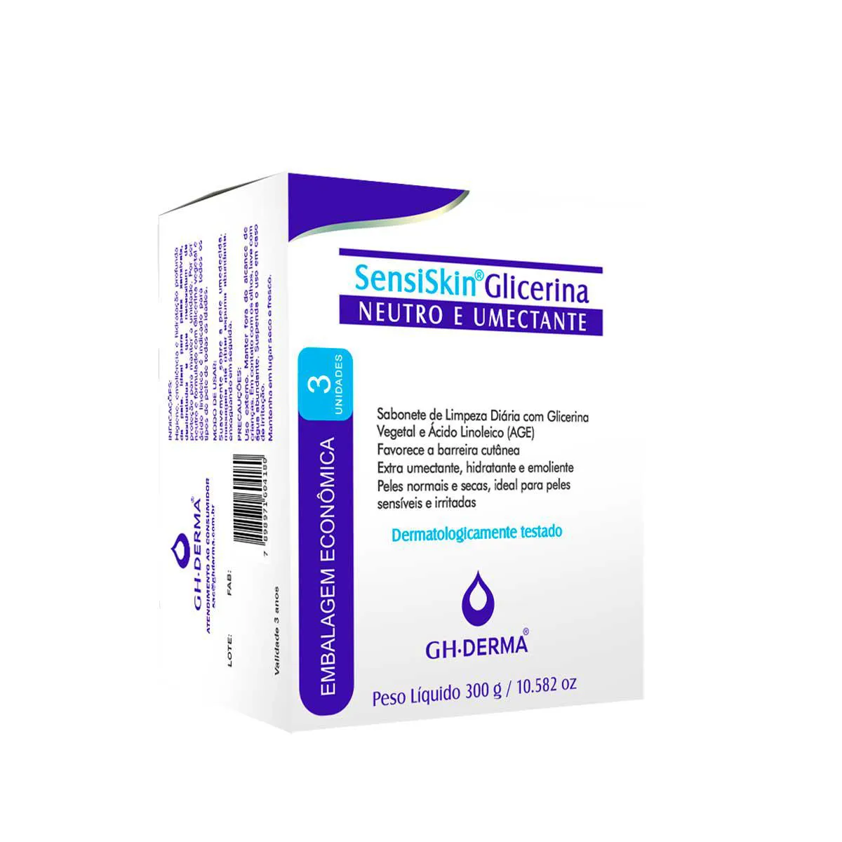 Sabonete em Barra GH Derma SensiSkin Glicerina Neutro e Umectante 3 unidades com 100g cada