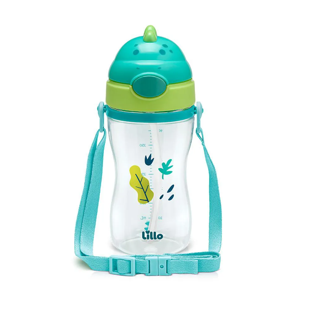 Copo Infantil Tritan C/ Alça e Canudo Dinossauro 400Ml Lillo