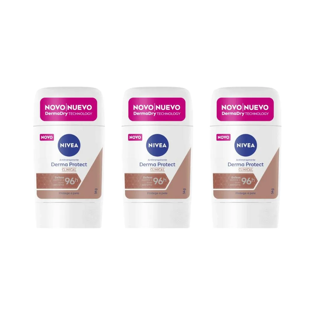 Desodorante Nivea Clinical Gel 54g Fem Derma Protect - 3un