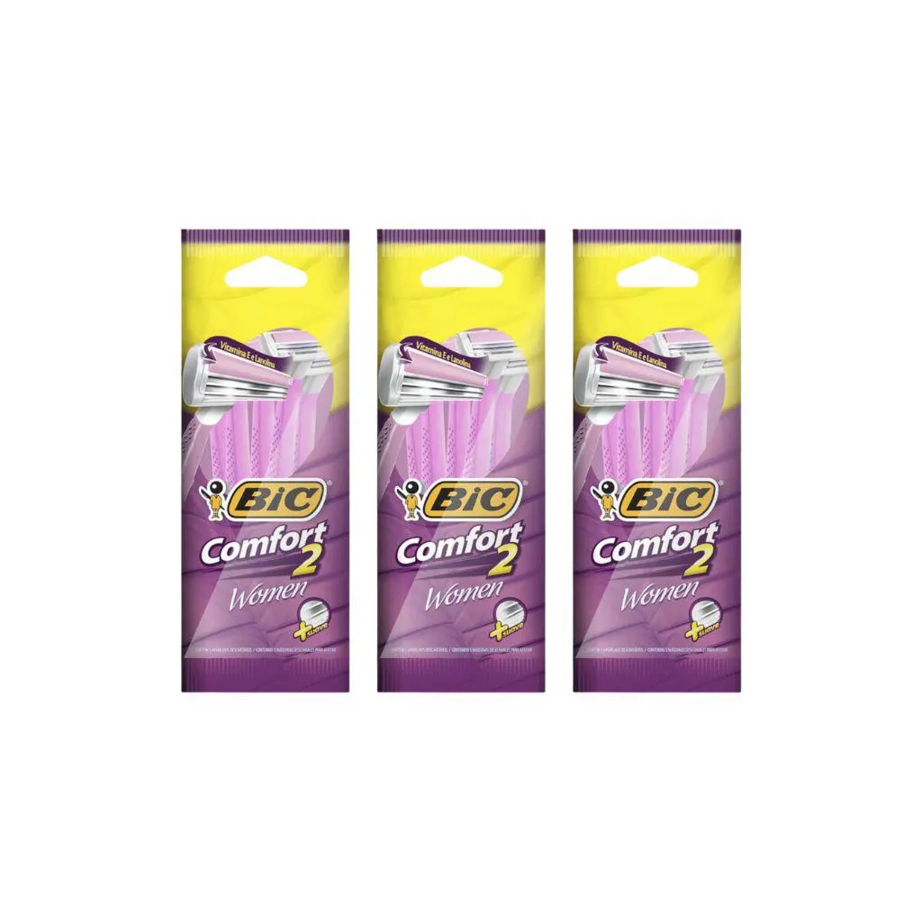 Aparelho de Barbear Bic Comf 2 Twin For Women L5p4 - Kit 3un