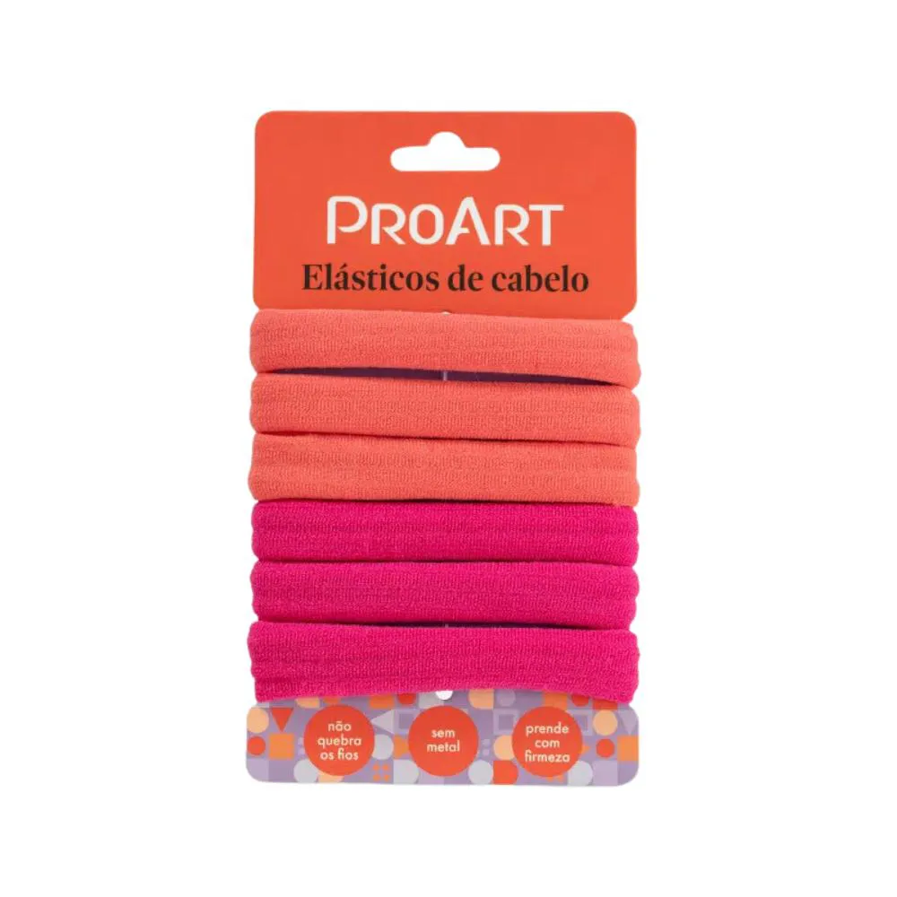 Elásticos de Cabelo Rosa E Laranja 6 unidades - Proart
