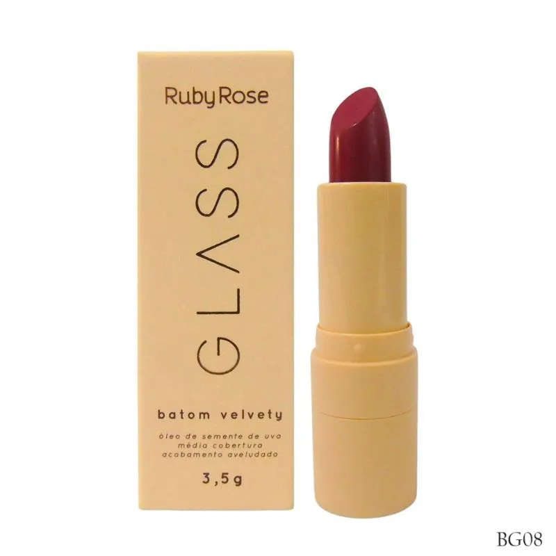 Batom Bala Velvety Glass - Bg08 - Ruby Rose