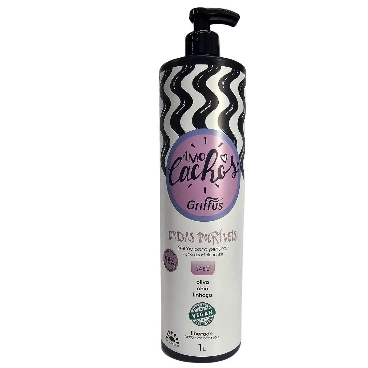 Creme para Pentear Ondas Incríveis 2abc Vegano Amo Cachos Griffus 1l