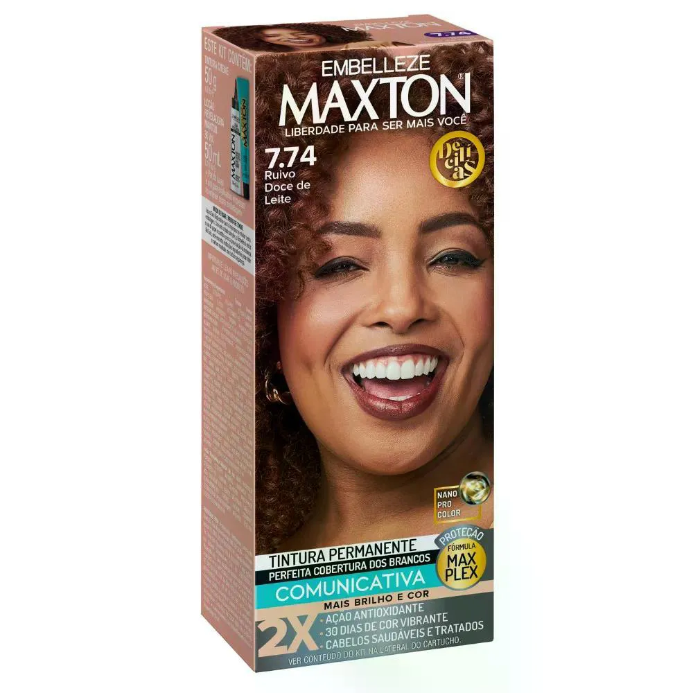 Tintura Maxton 7.74 Ruivo Doce de Leite (especial Delicias)