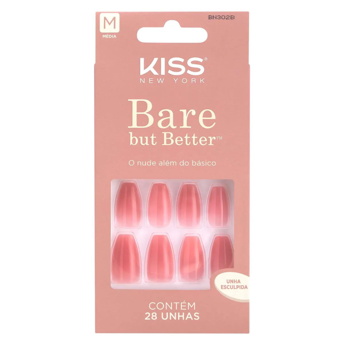 Unhas Postiças Bare But Better Nude - Kiss New York Nude Nude