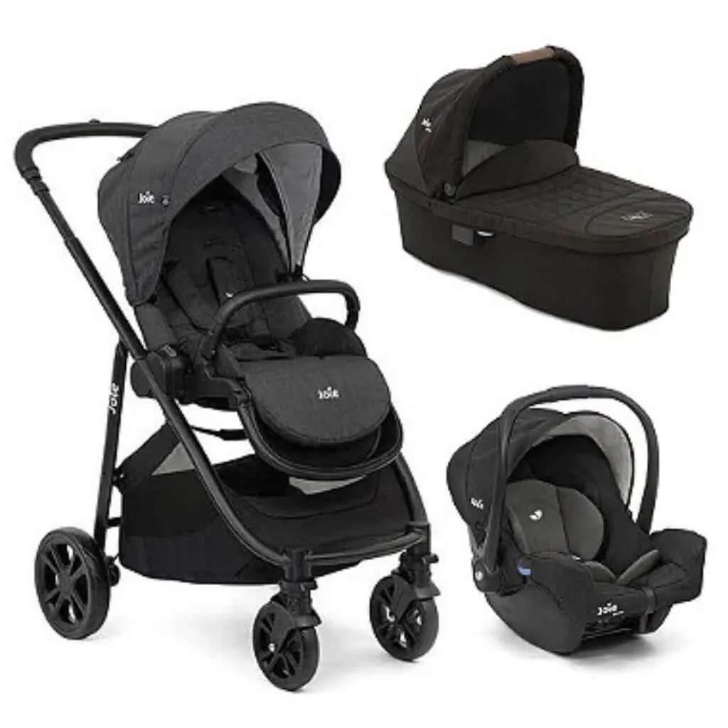 CARRINHO DE BEBê VERSATRAX E TRAVEL SYSTEM TRIO PRETO PAVEMENT JOIE