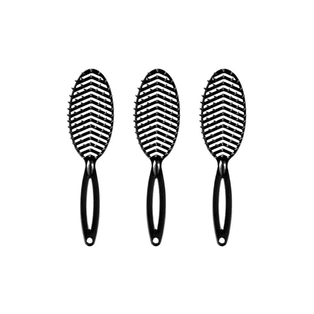 Escova de Cabelo Darma Flex Oval Preta - Kit C / 3un
