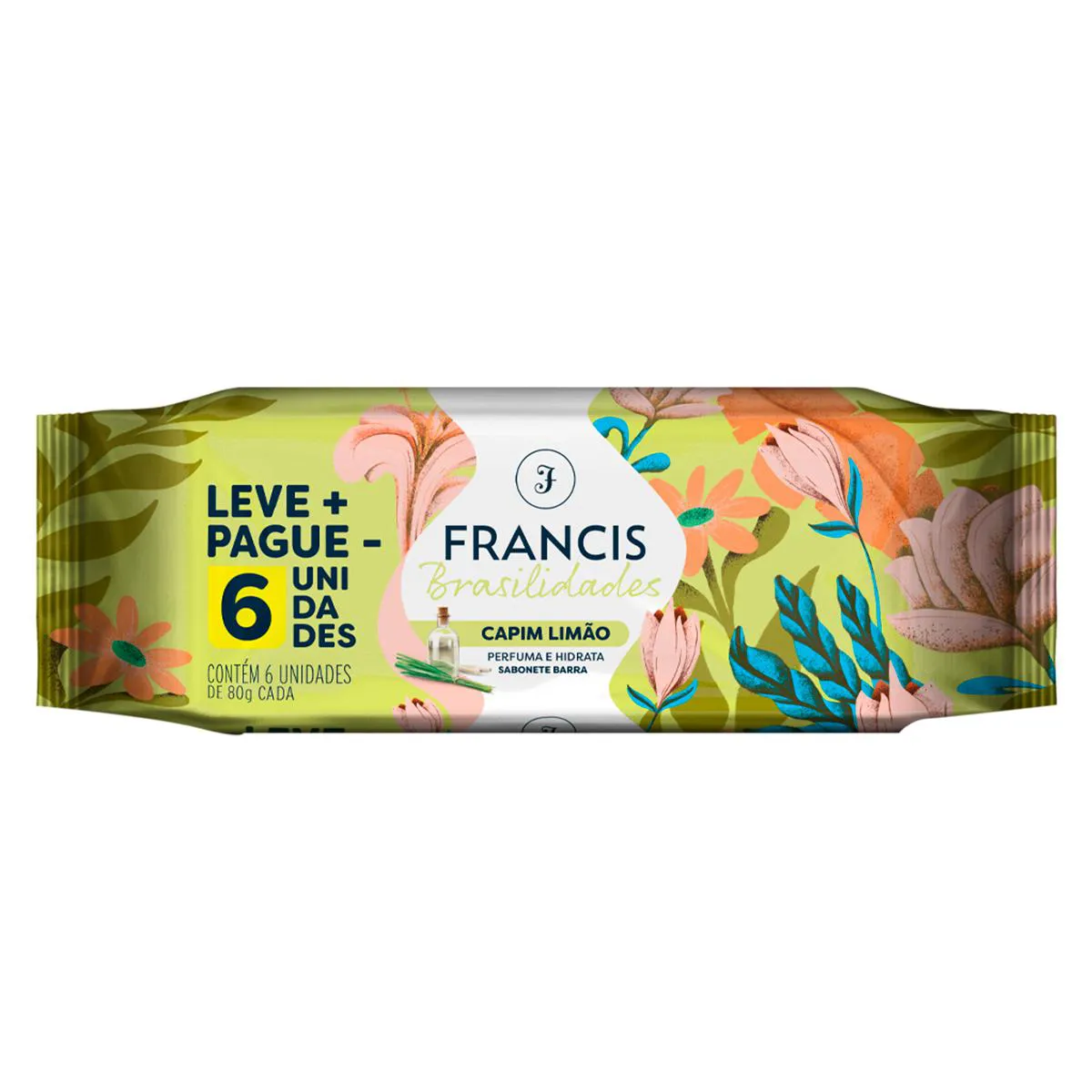 Kit Sabonete em Barra Francis Brasilidades Capim Limão 6 unidades de 80g cada