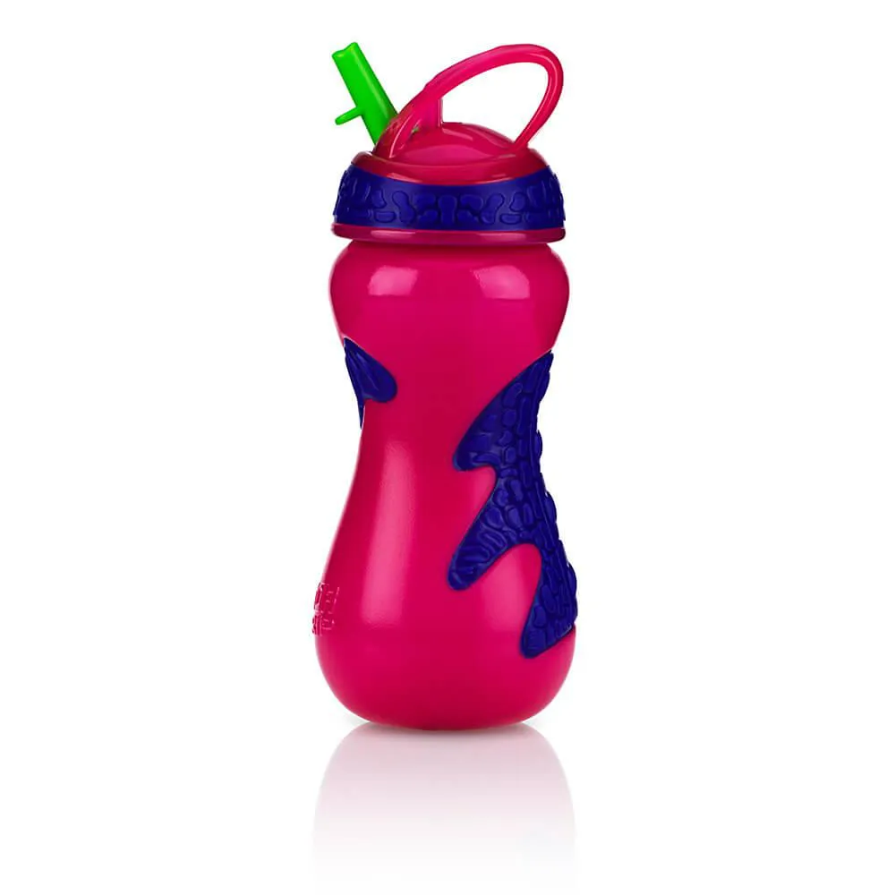 Copo Gator Tritan e Canudo Rígido Retrátil 450ml Rosa - Nûby