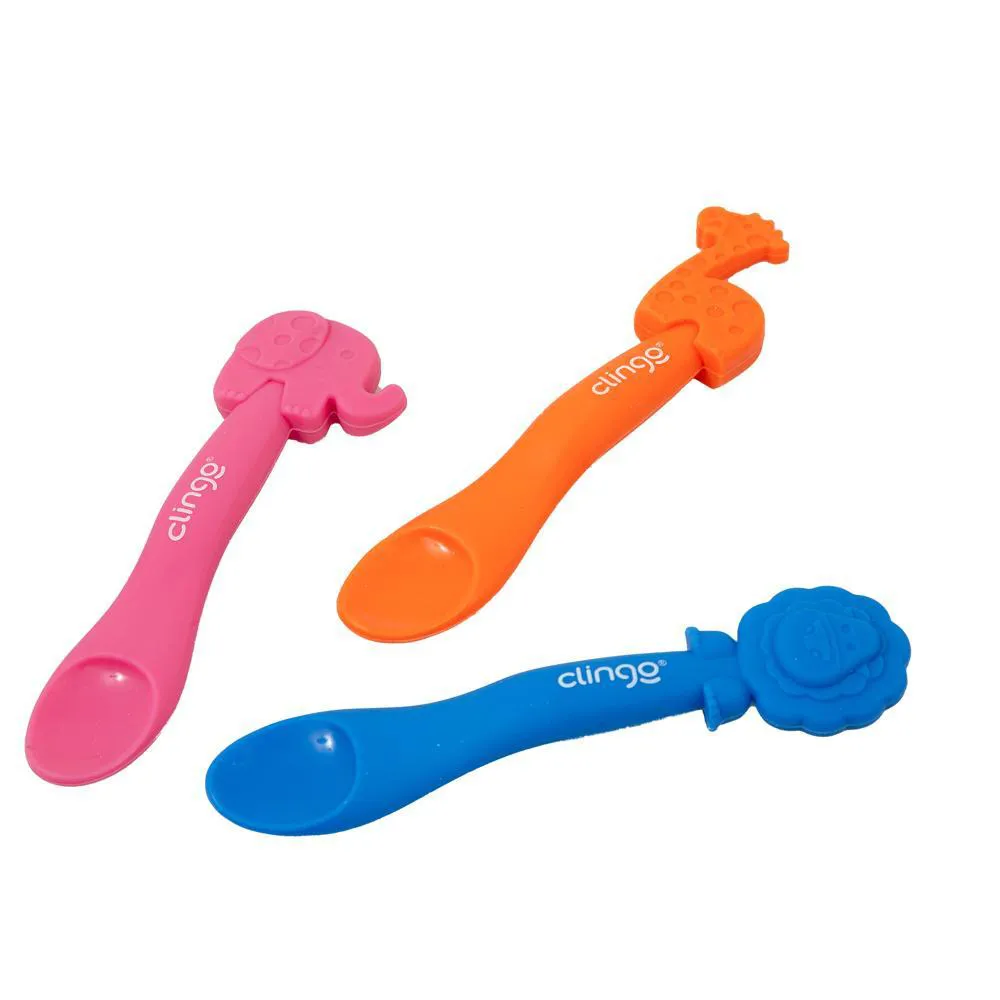 Colher em Silicone Animaizinhos Elefante Rosa - Clingo