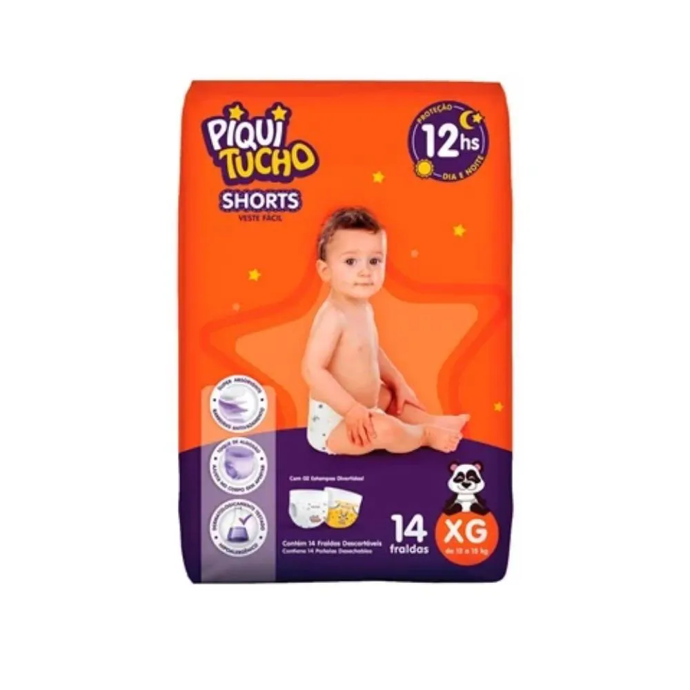 Fralda Piquitucho Shorts Veste Facil Jumbinho Tam Xg 14 Uini