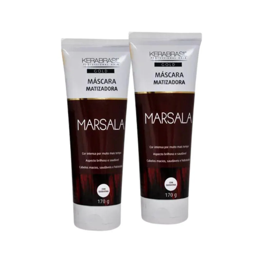 Kit C2 Máscara Matizadora Marsala Realce a Cor - Kerabrasil