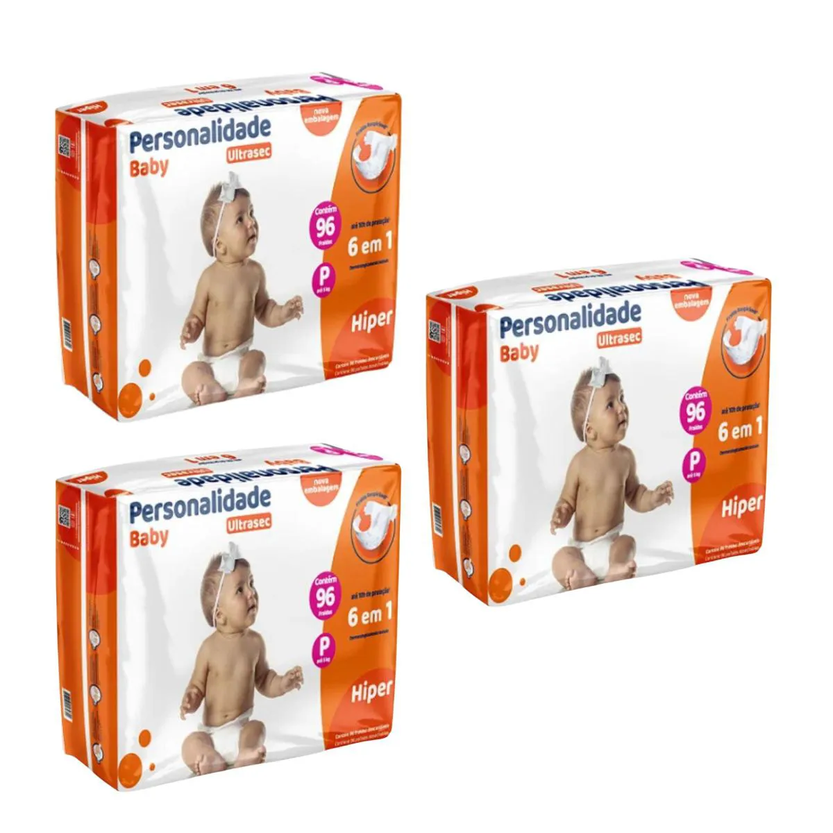 Kit C3 Fralda Pacote Hiper P C96 Ultrasec - Personalidade